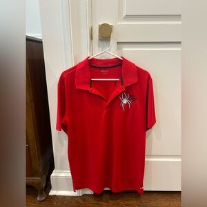 Red polo shirt